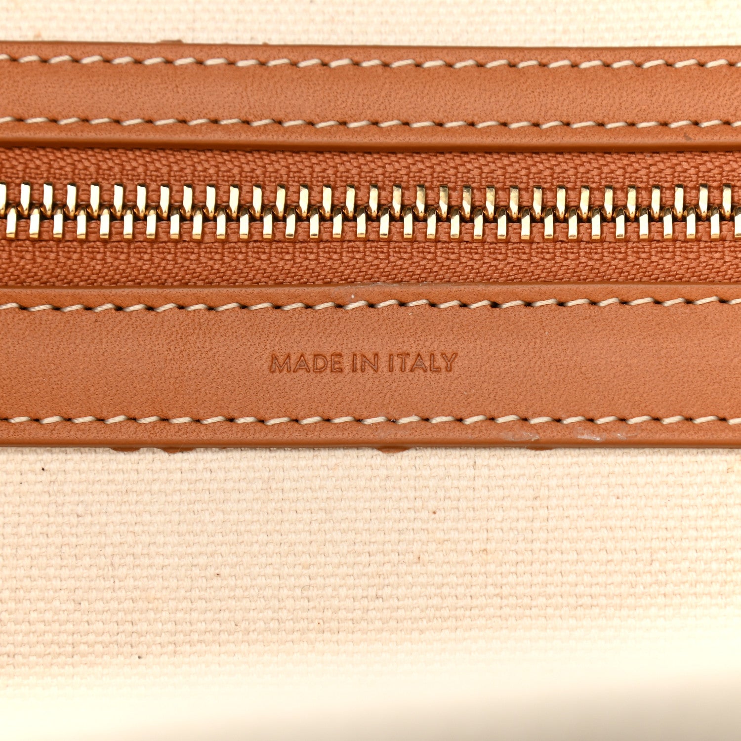 Celine Canvas Calfskin Horizontal Cabas Natural Tan 8 of 9