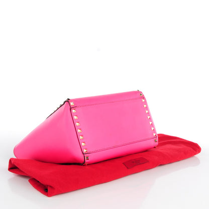 Valentino Garavani Vitello Small Rockstud Double Handle Tote Fuxia Fluo 4 of 16