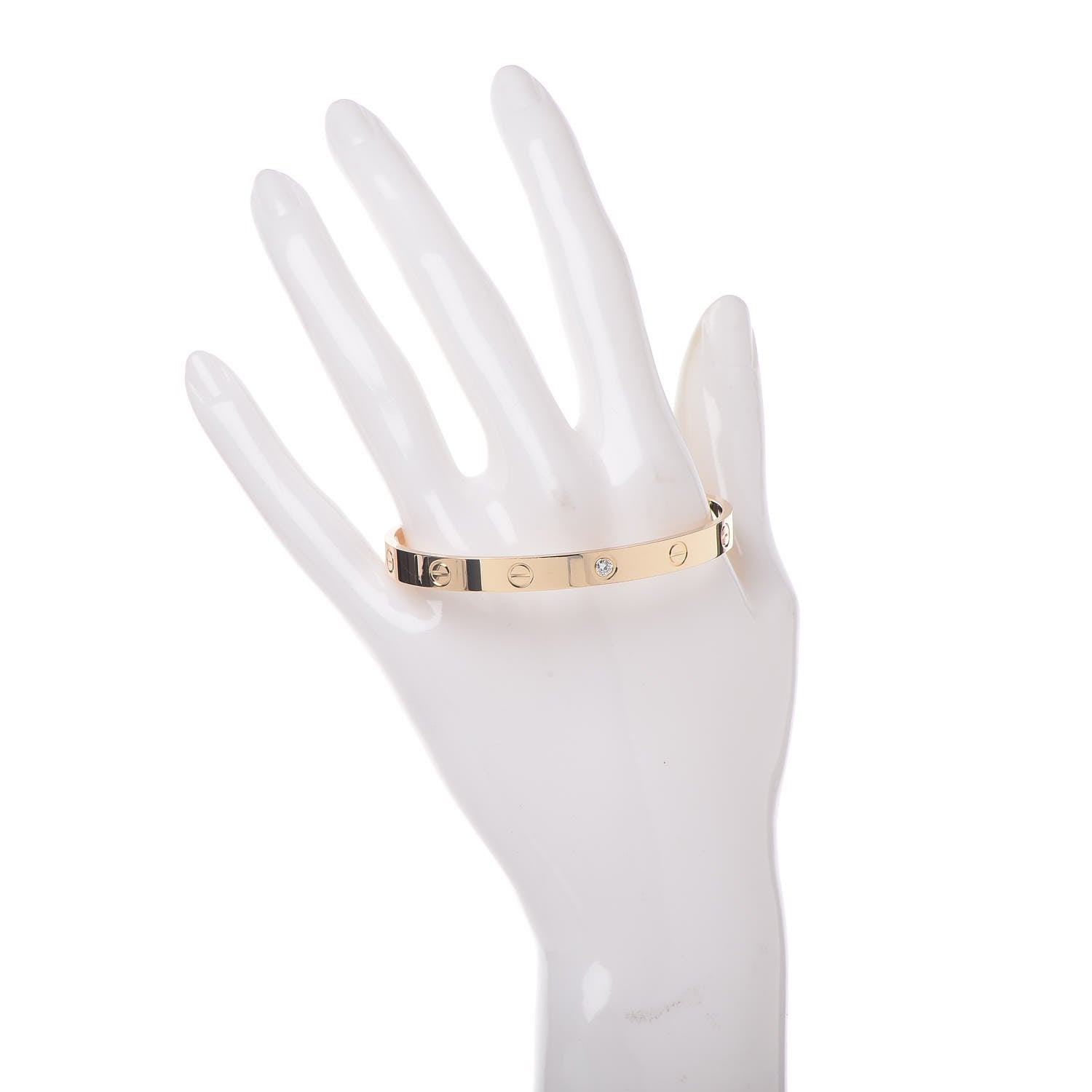 Cartier 18K Yellow Gold 1 Diamond LOVE Cuff Bracelet 18 2 of 6