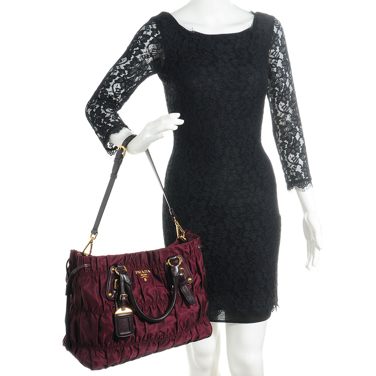 Tessuto Nylon Gaufre Tote Bordeaux