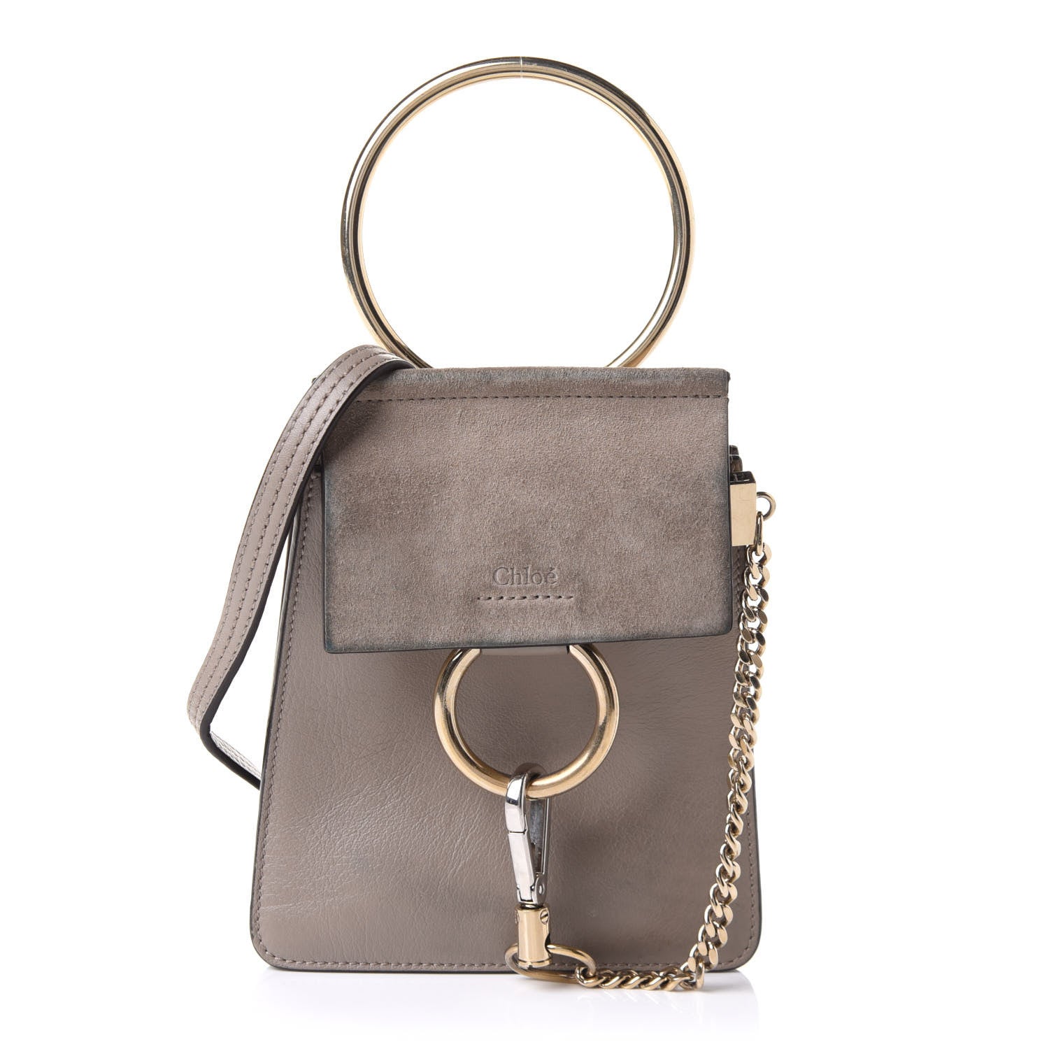 Chloe Suede Calfskin Mini Faye Bracelet Bag Motty Grey 1 of 13