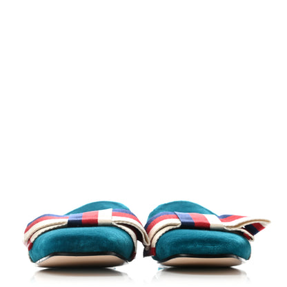 Gucci Softy Velvet Sylvie Bow Slippers 39 Pavone 2 of 5