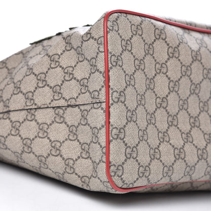 Gucci Soft GG Supreme Monogram Kingsnake Heart Embroidered Medium Crossbody Tote Beige Hibiscus Red 9 of 11