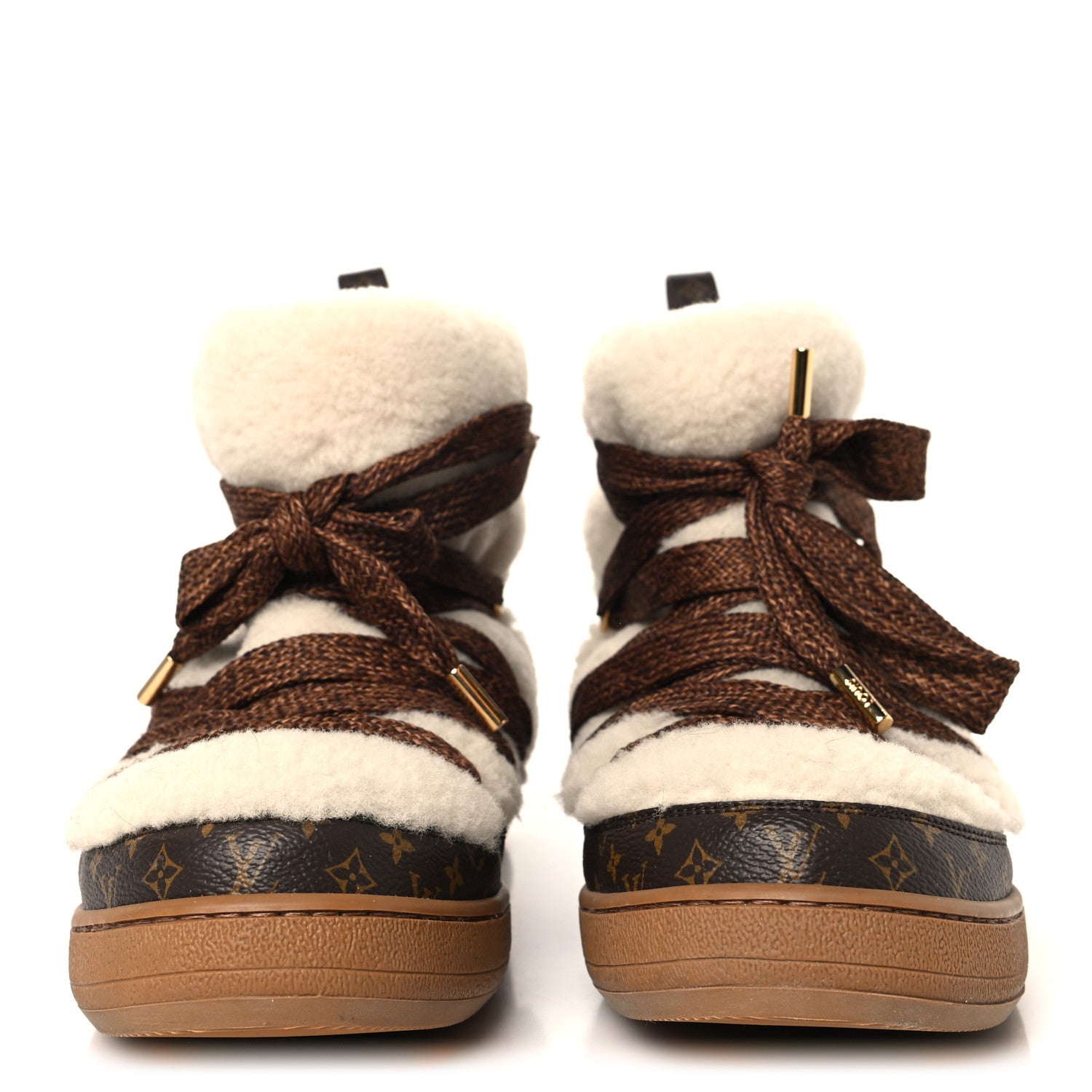 Louis Vuitton Shearling Monogram LV Cloud Lace Up Ankle Boot 41 Beige 3 of 9