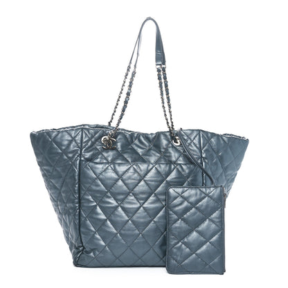 Chanel Metallic Lambskin Quilted Large Week End on Mars Tote Charcoal 3 of 13