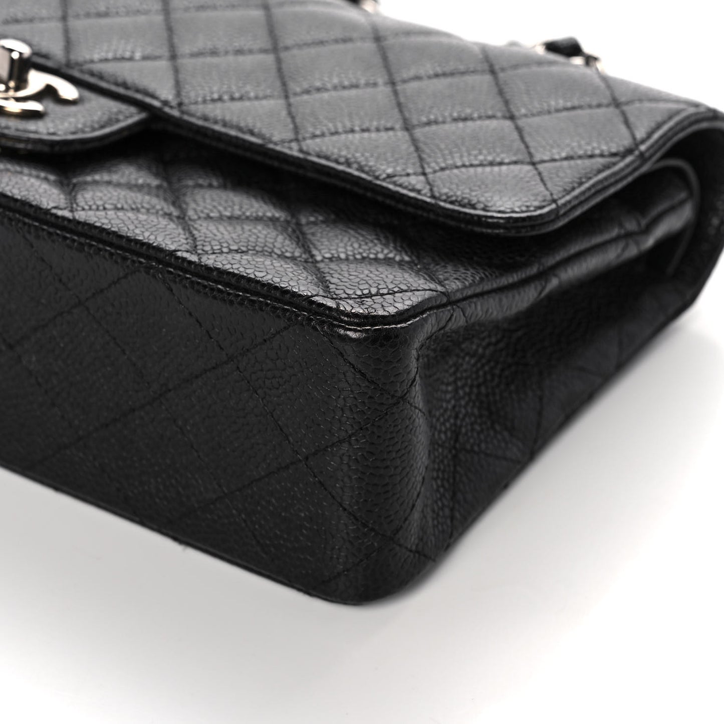 Caviar Quilted Medium Double Flap Black