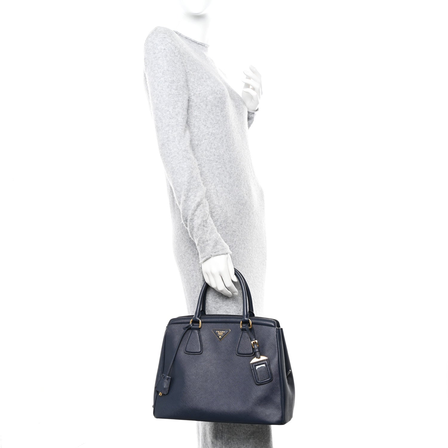 Prada Saffiano Lux Parabole Tote Baltico 2 of 9