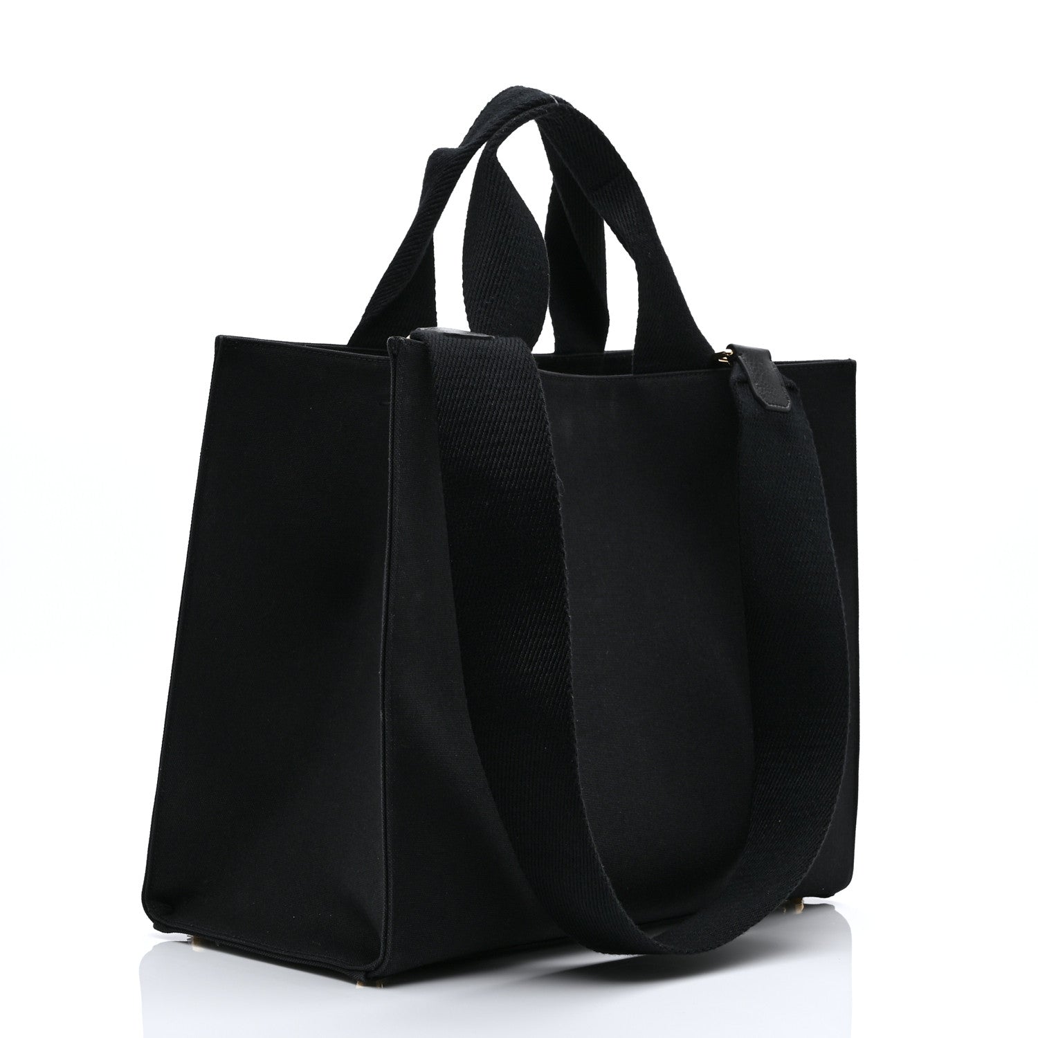 Fendi X VERSACE Cotton Canvas Cuoio Romano Fendace Logo Embroidered Signature Shopping Tote Black Gold 3 of 11