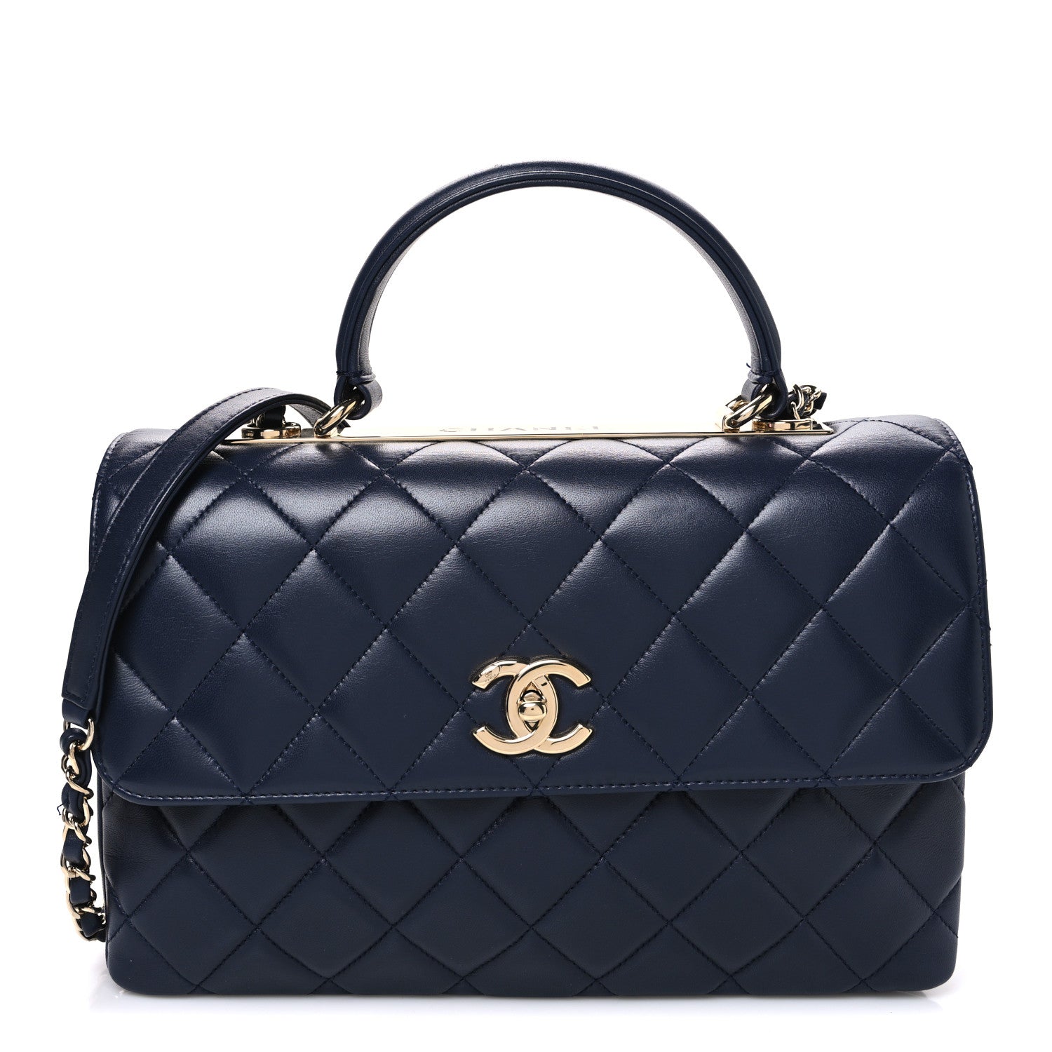 Chanel Lambskin Quilted Medium Trendy CC Flap Dual Handle Bag Blue 1 of 10