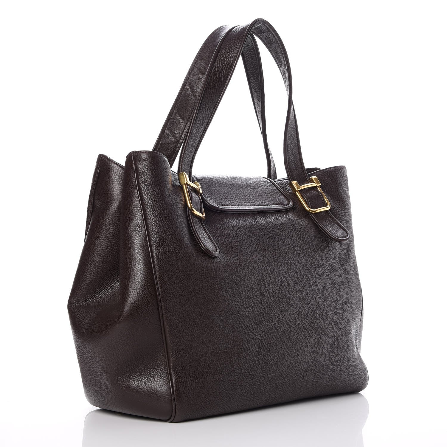 Gucci Pebbled Calfskin Medium 1973 Tote Dark Brown 3 of 7