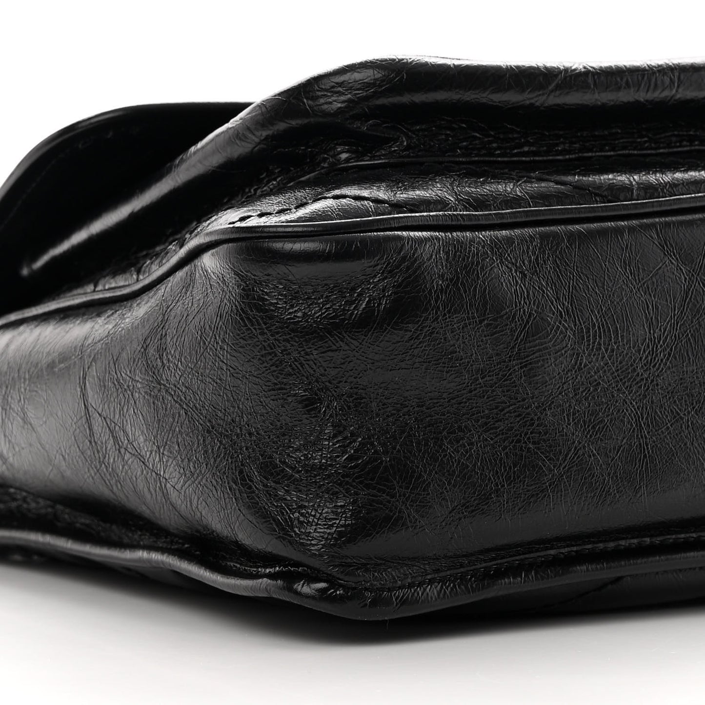 Crinkled Calfskin Matelasse Monogram Large Niki Chain Satchel Black