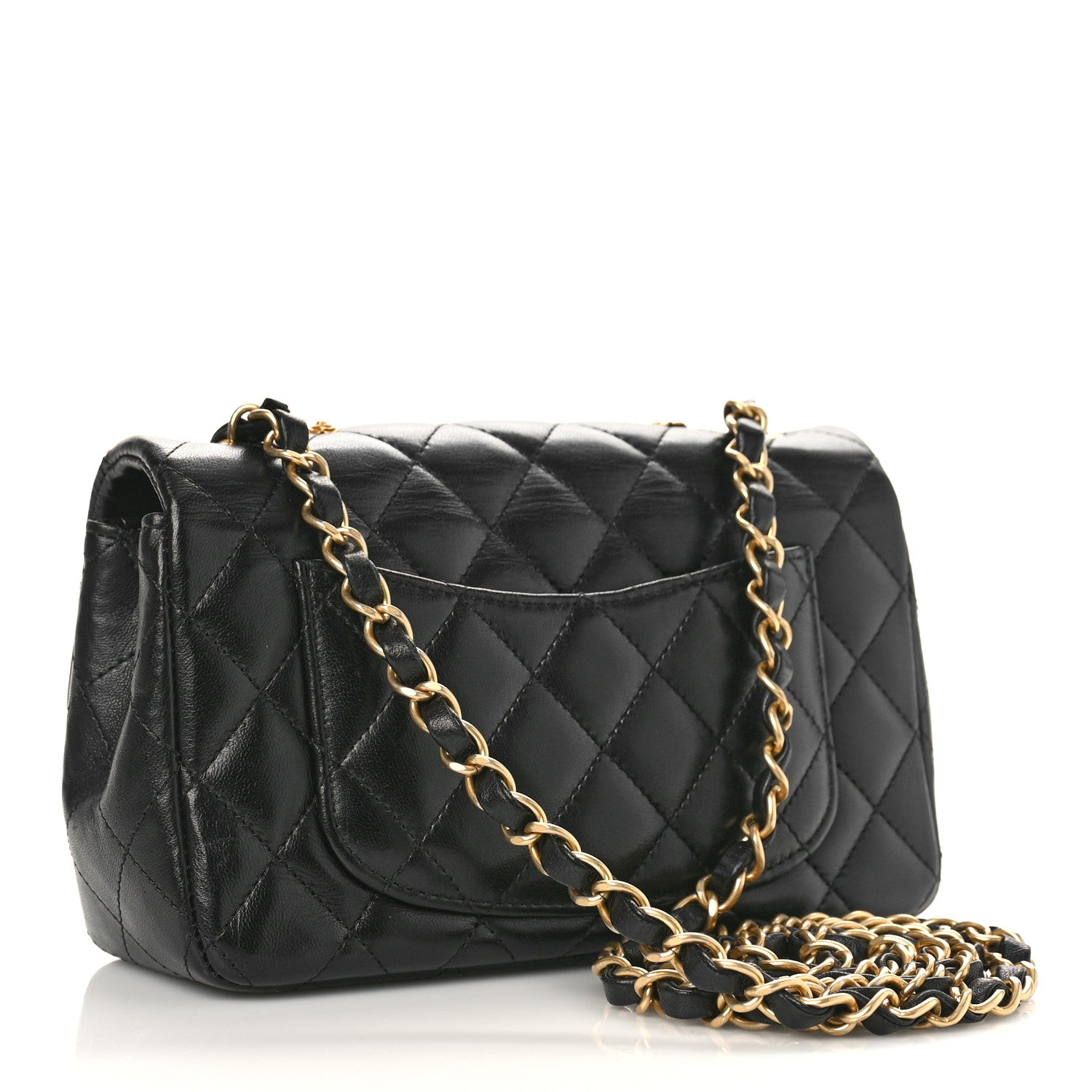 Chanel Lambskin Quilted Studded Mini Rectangular Flap Black 3 of 13