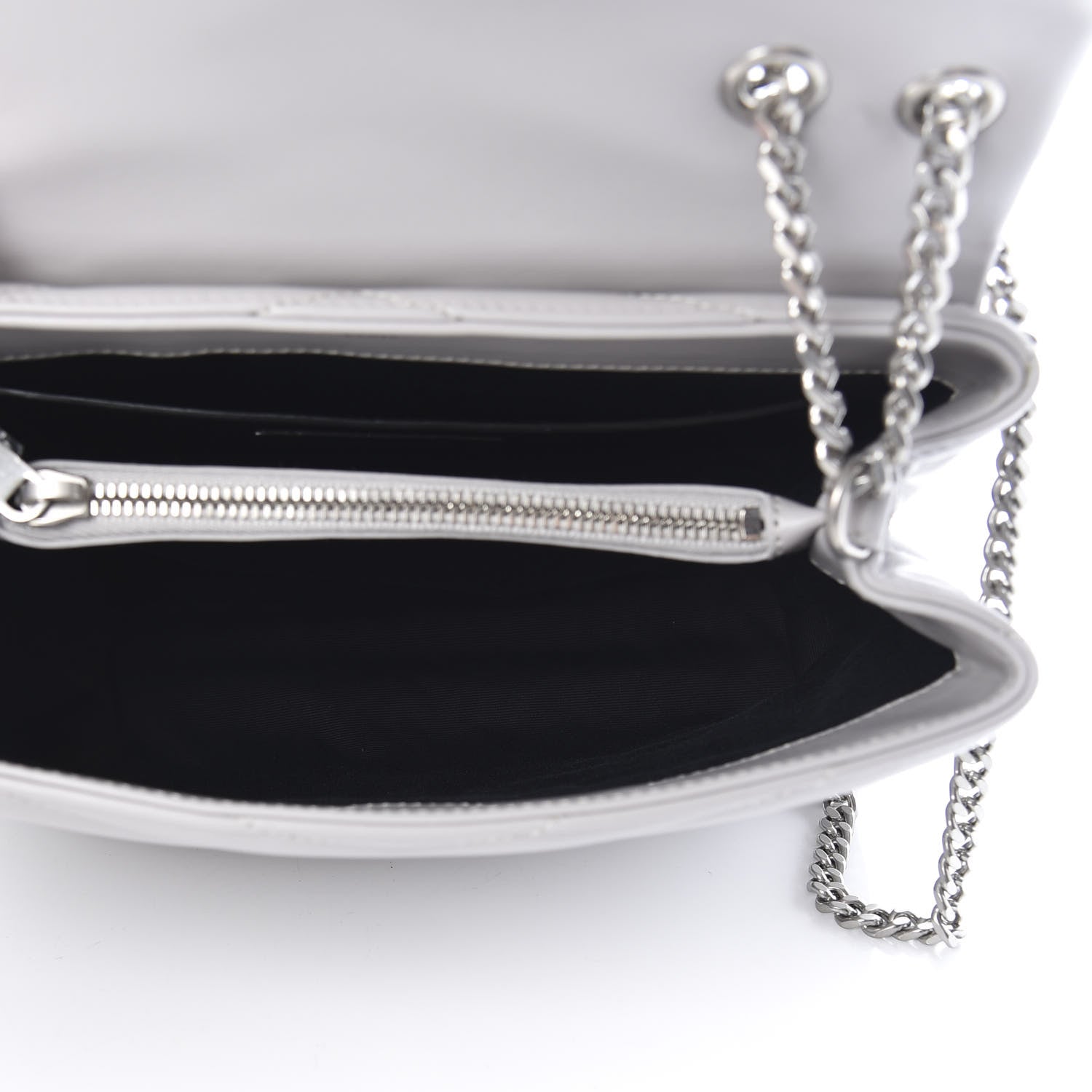 Saint Laurent Calfskin Y Quilted Monogram Small Loulou Chain Satchel Granite 5 of 10