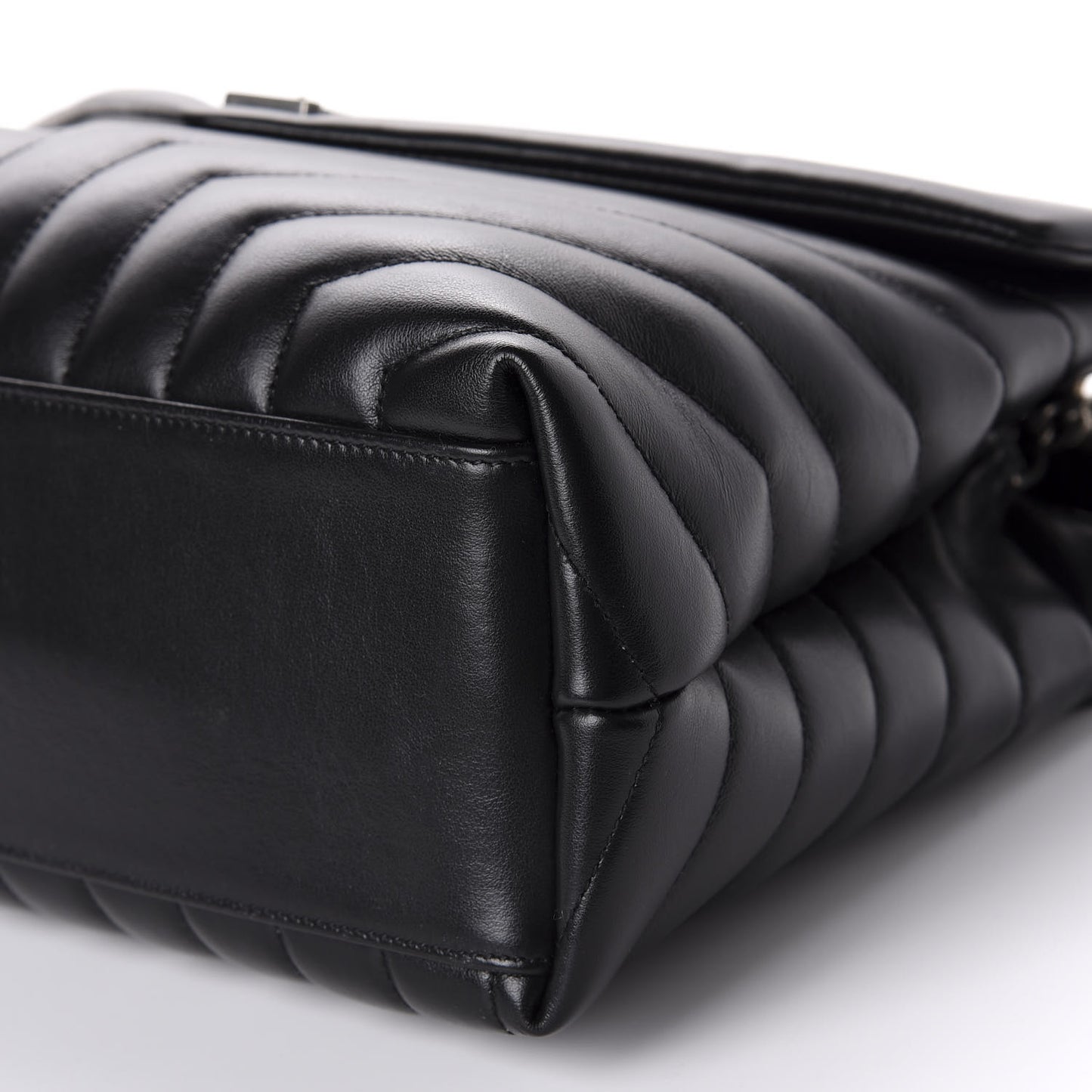 Calfskin Y Quilted Monogram Medium Loulou Chain Satchel Black