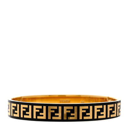 Fendi Brass Enamel FF Bracelet M Gold Black 1 of 6