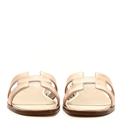 Hermes Metallic Nappa Calfskin Oran Sandals 41 Or Rose 2 of 14