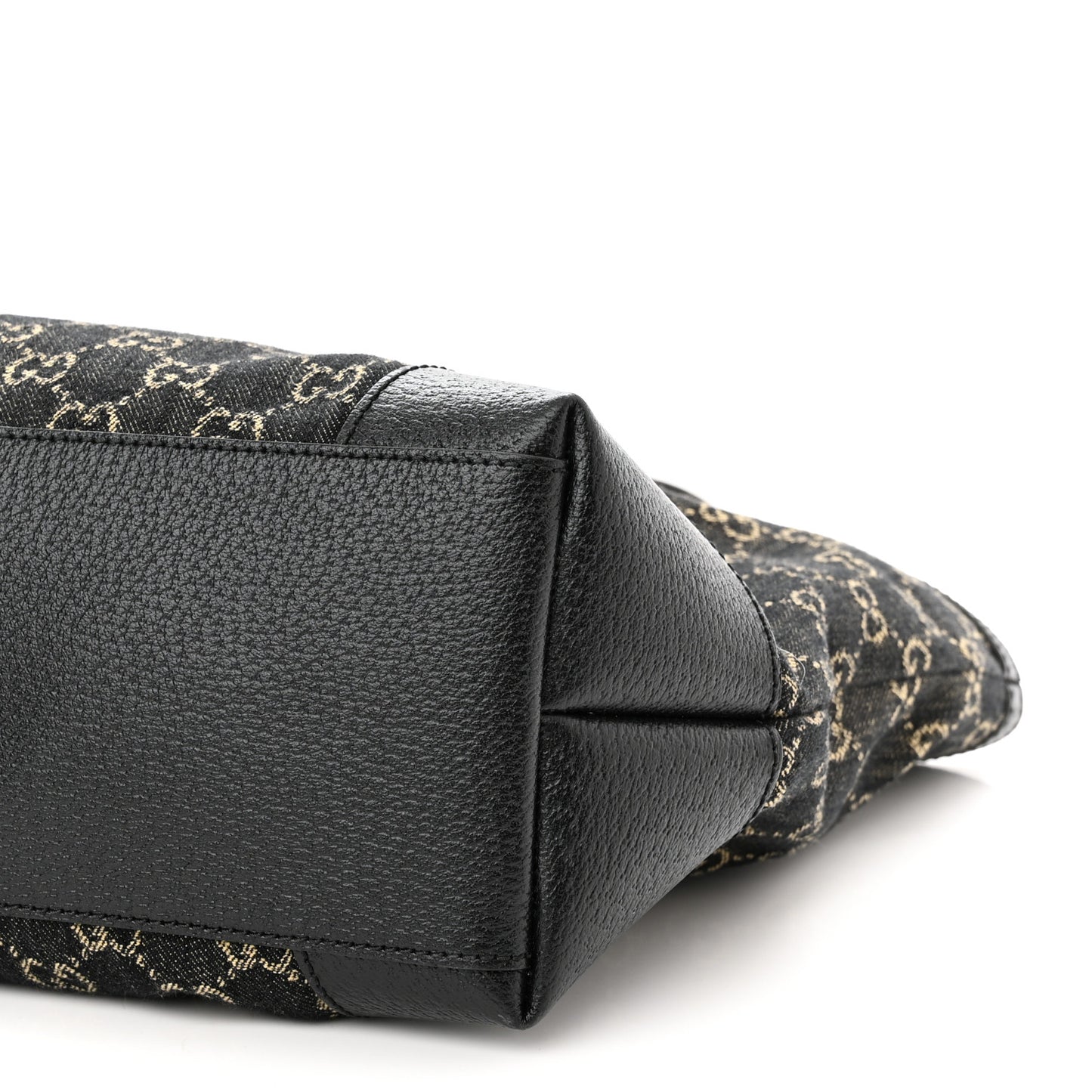 Jacquard Black Denim GG Monogram Medium Ophidia Shopping Tote Black Ivory