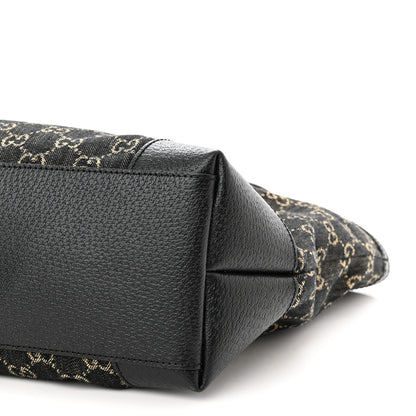 Gucci Jacquard Black Denim GG Monogram Medium Ophidia Shopping Tote Black Ivory 10 of 13
