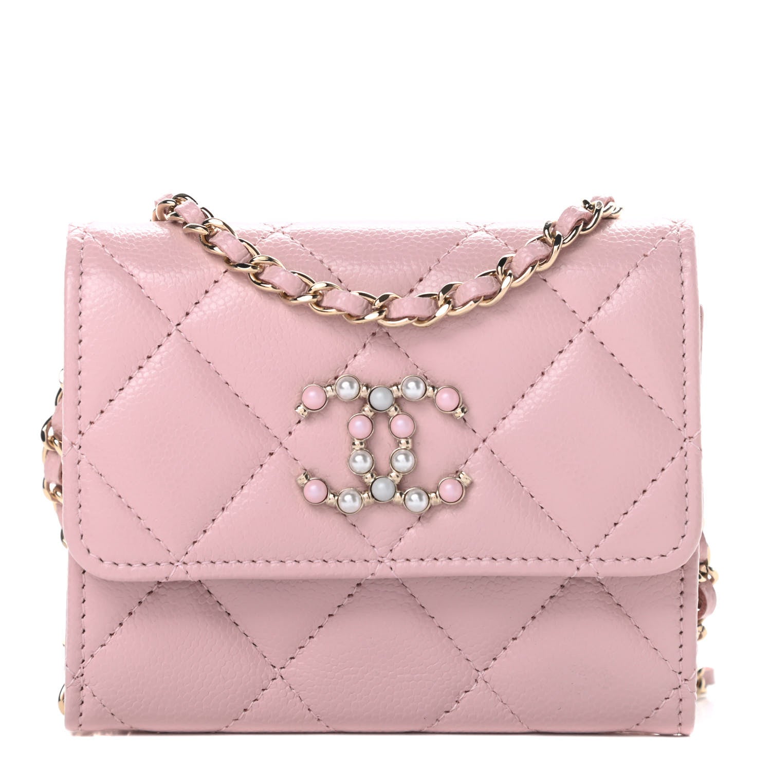Chanel Caviar Quilted Coco Candy Card Holder On Chain Light Pink 1 of 13