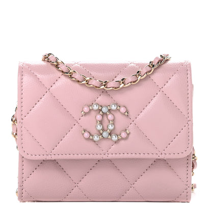 Chanel Caviar Quilted Coco Candy Card Holder On Chain Light Pink 1 of 13