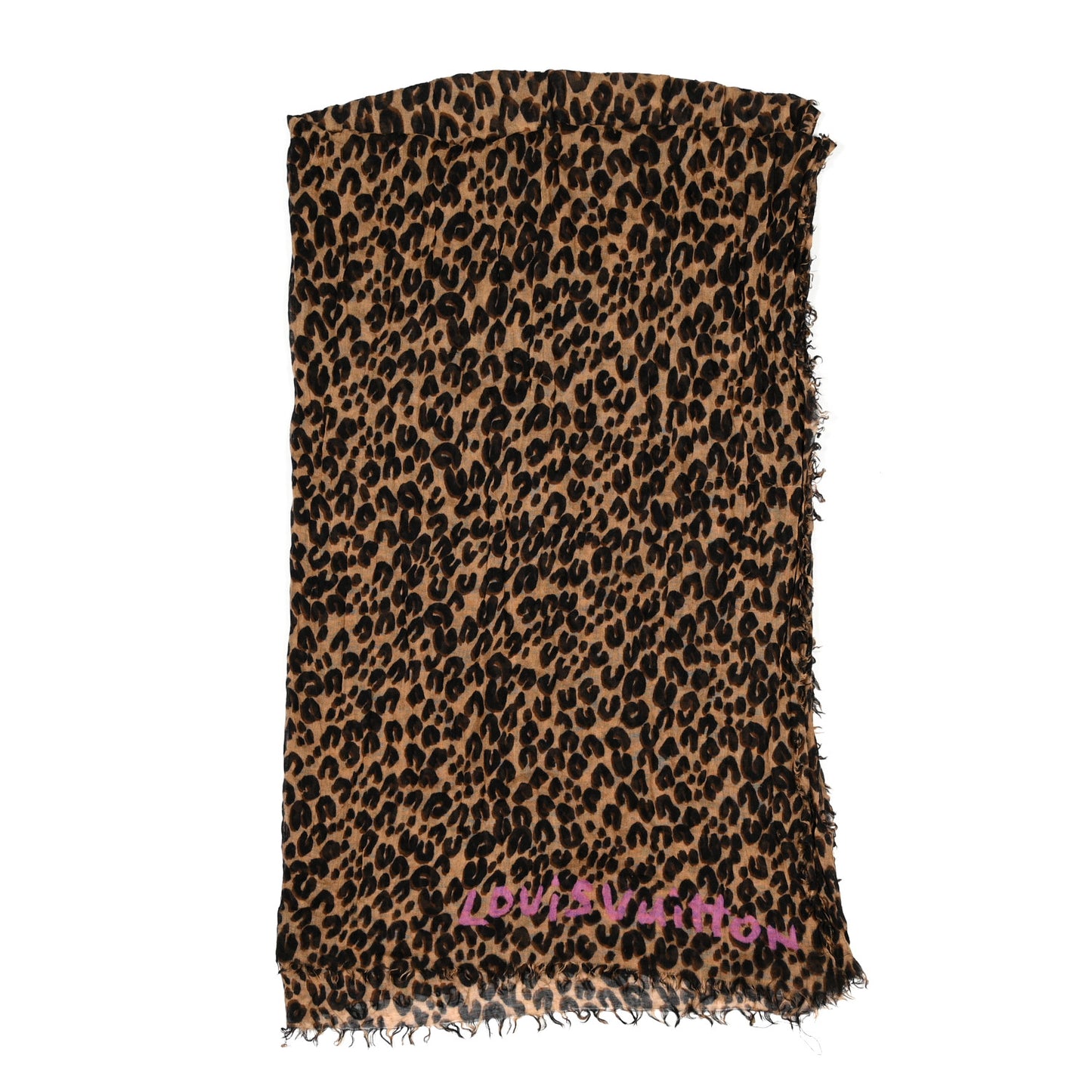 Cashmere Silk Leopard Etole Stole Marron