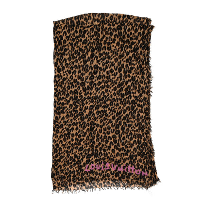 Louis Vuitton Cashmere Silk Leopard Etole Stole Marron 2 of 4