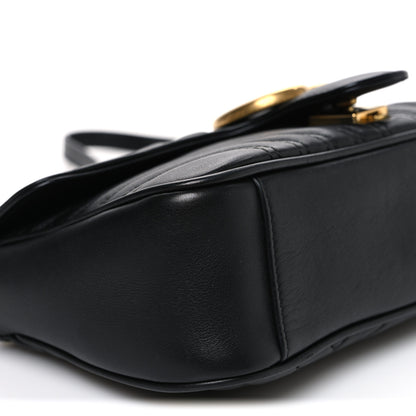 Gucci Calfskin Matelasse Small GG Marmont Shoulder Bag Black 8 of 9