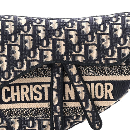 Christian Dior Oblique Embroidered Saddle Bag Blue 8 of 11