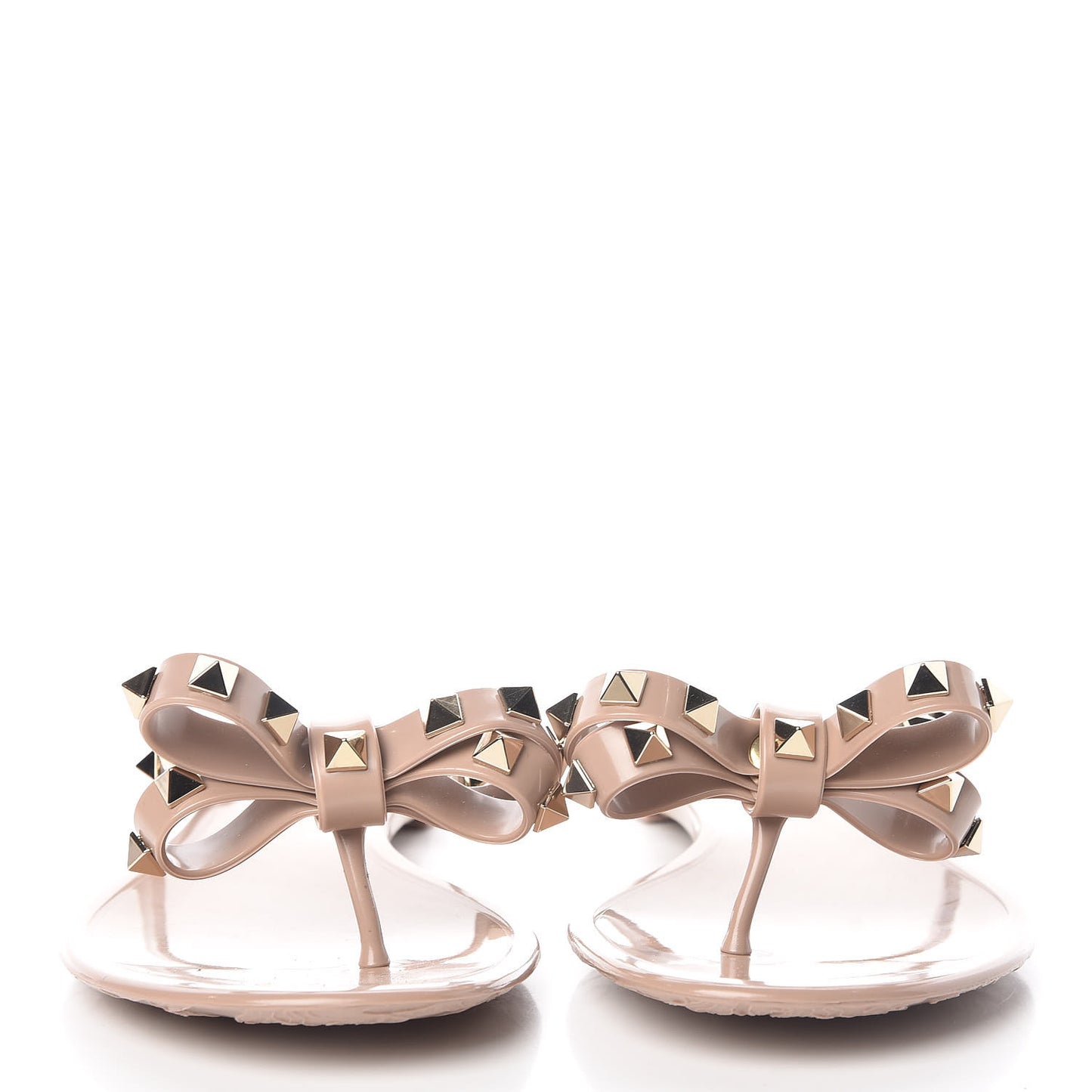 PVC Jelly Rockstud Bow Thong Sandals 39 Poudre