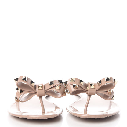 Valentino Garavani PVC Jelly Rockstud Bow Thong Sandals 39 Poudre 2 of 8