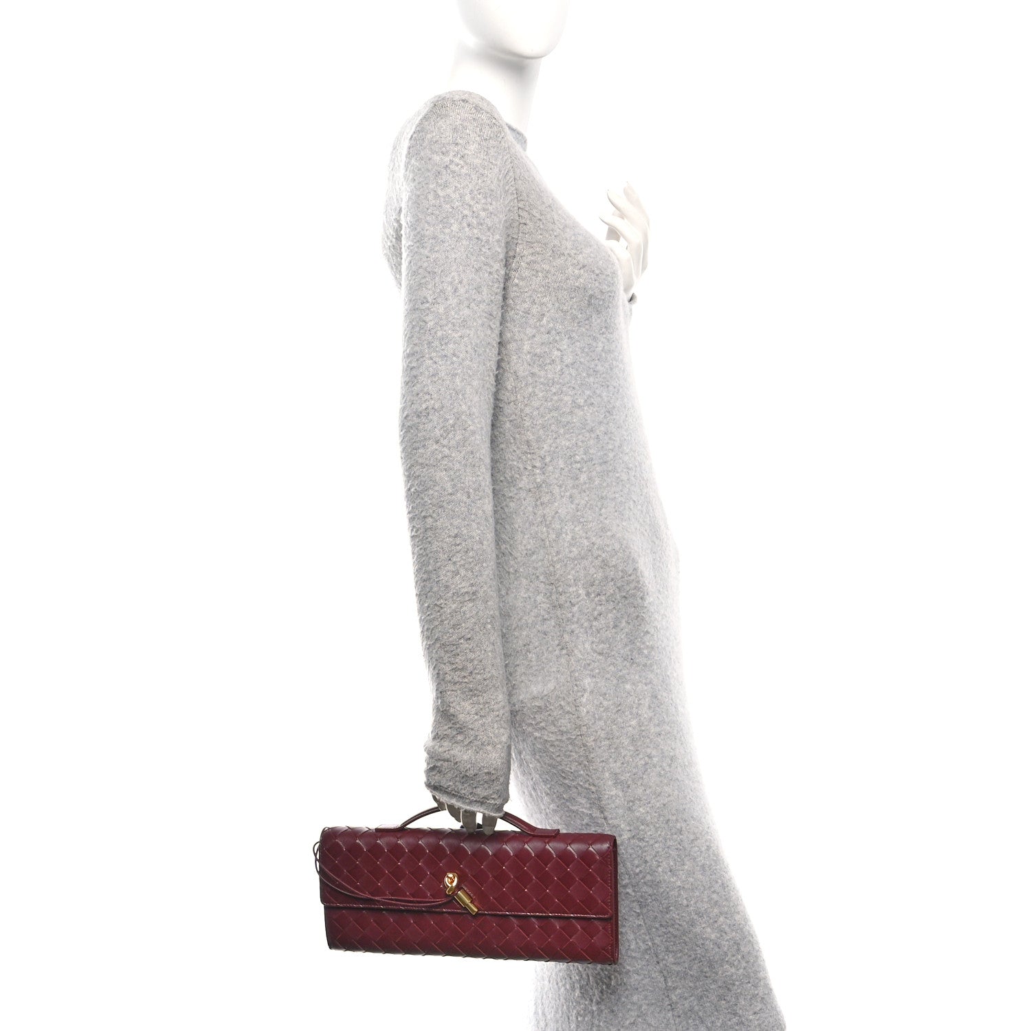 Bottega Veneta Nappa Intrecciato Long Andiamo Top Handle Clutch Barolo 2 of 10