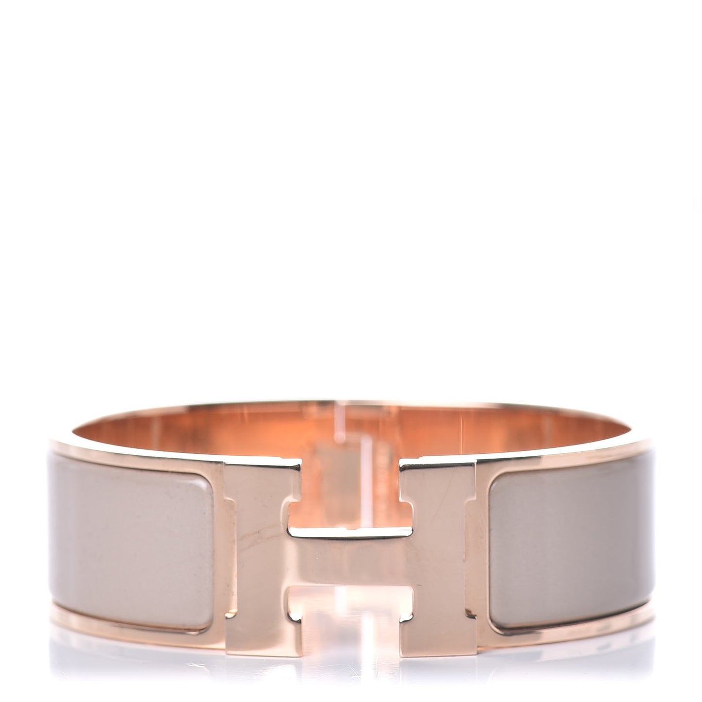 Enamel Wide Clic Clac H Bracelet GM Marron Glace