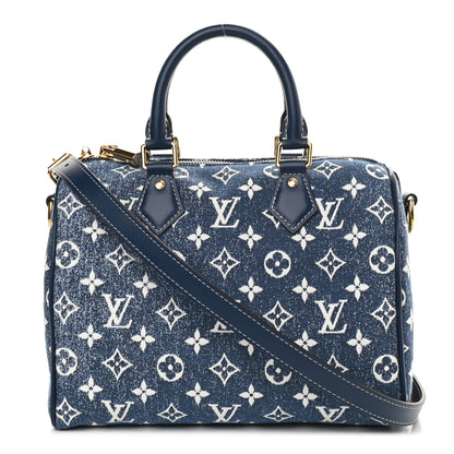 Louis Vuitton Monogram Jacquard Denim Speedy Bandouliere 25 Bleu 1 of 10