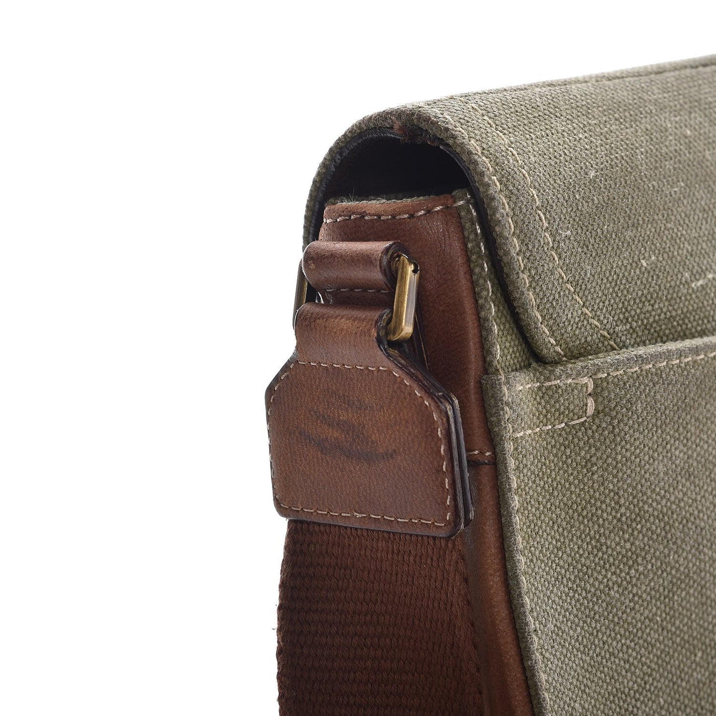 Calfskin Canvas Double Saddle Bag Green