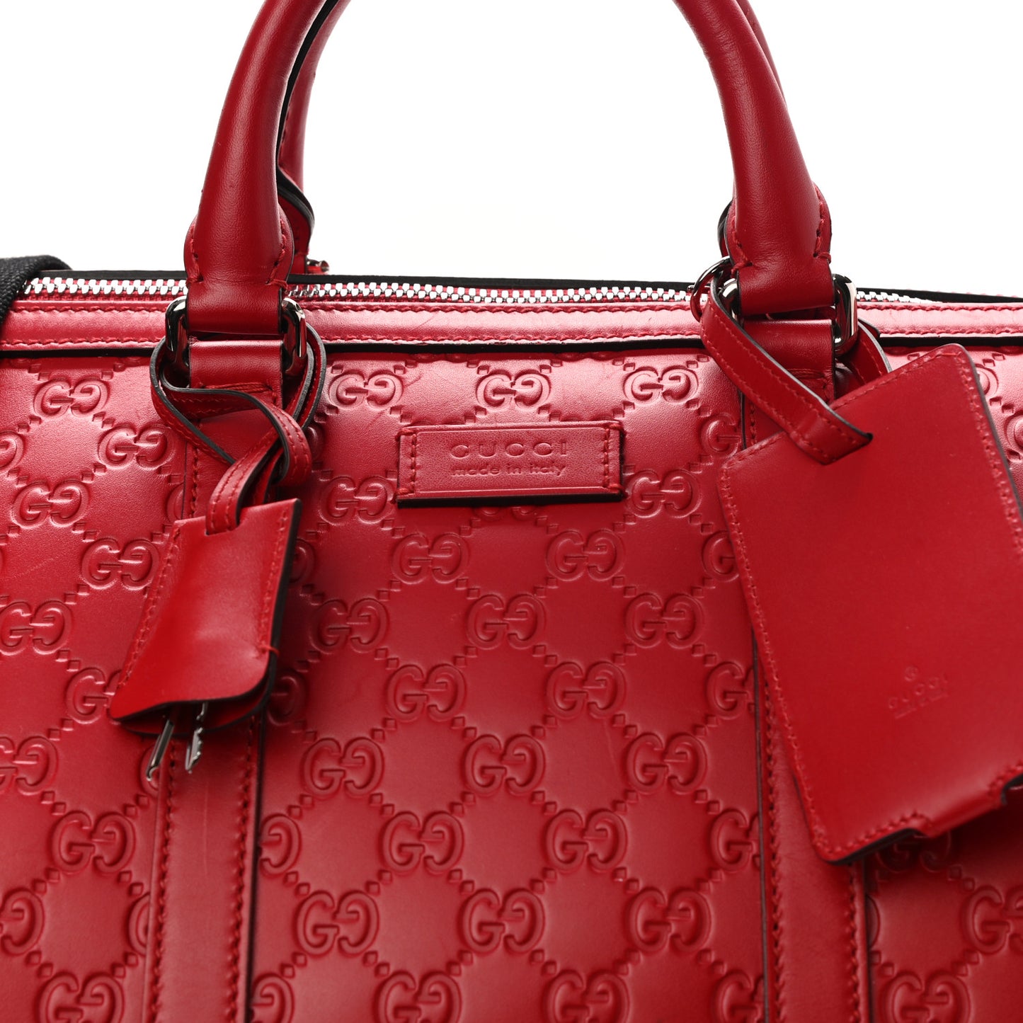 Guccissima Signature Large Duffle Hibiscus Red