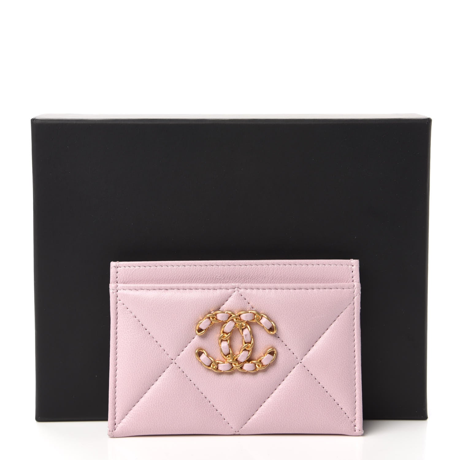 Chanel Lambskin Quilted Chanel 19 Card Holder Light Pink 12 of 13