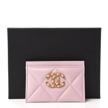 Chanel Lambskin Quilted Chanel 19 Card Holder Light Pink 12 of 13
