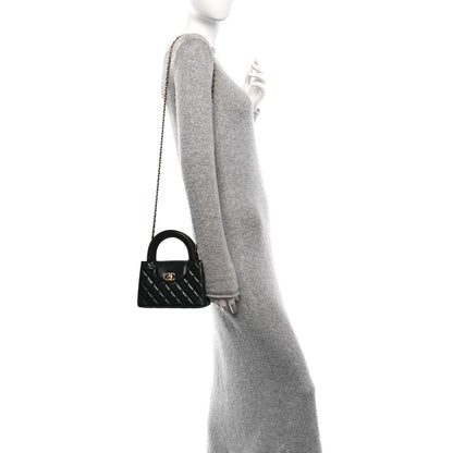 Chanel Shiny Aged Calfskin Quilted Nano Kelly Shopper Black 2 of 10