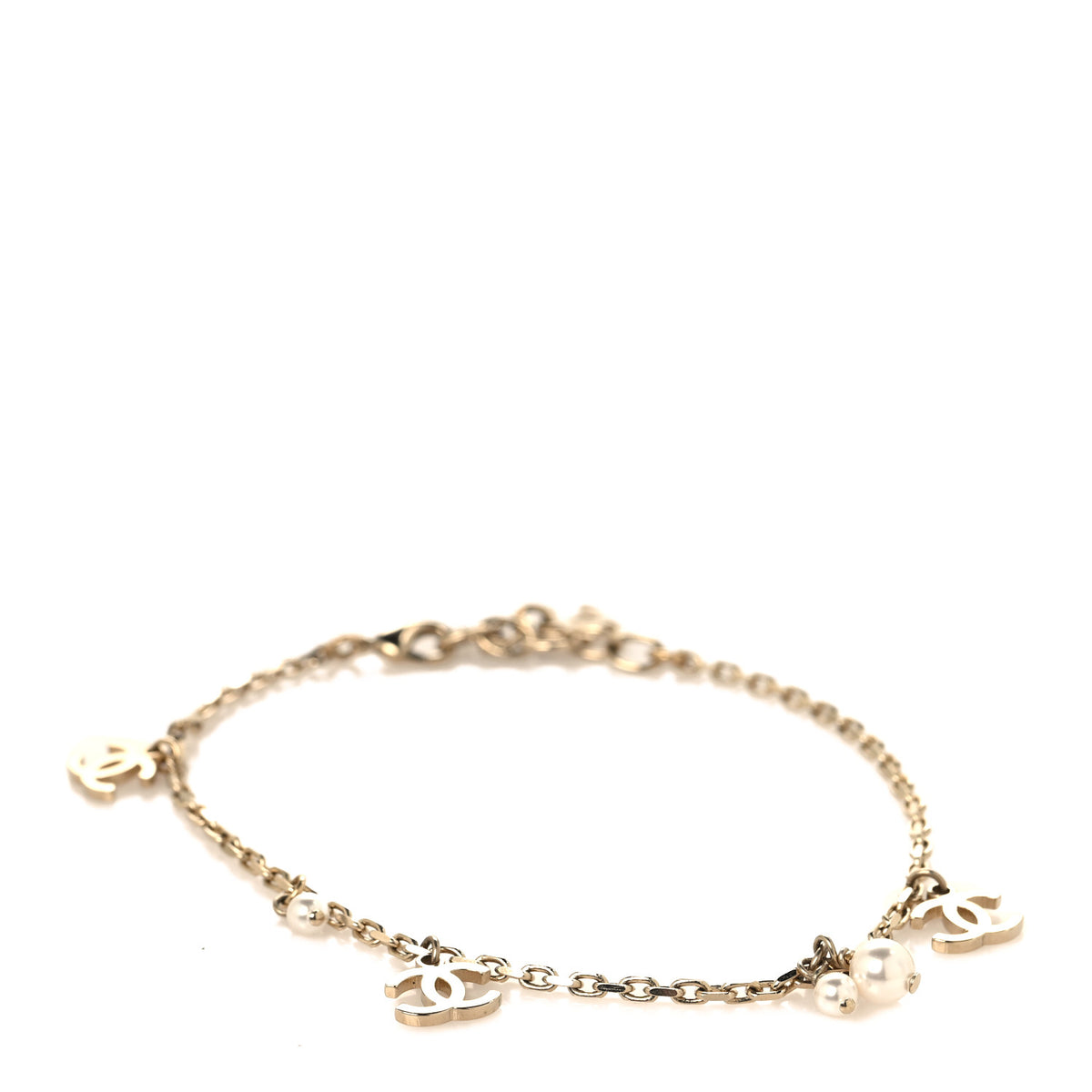 Pearl CC Chain Anklet Gold