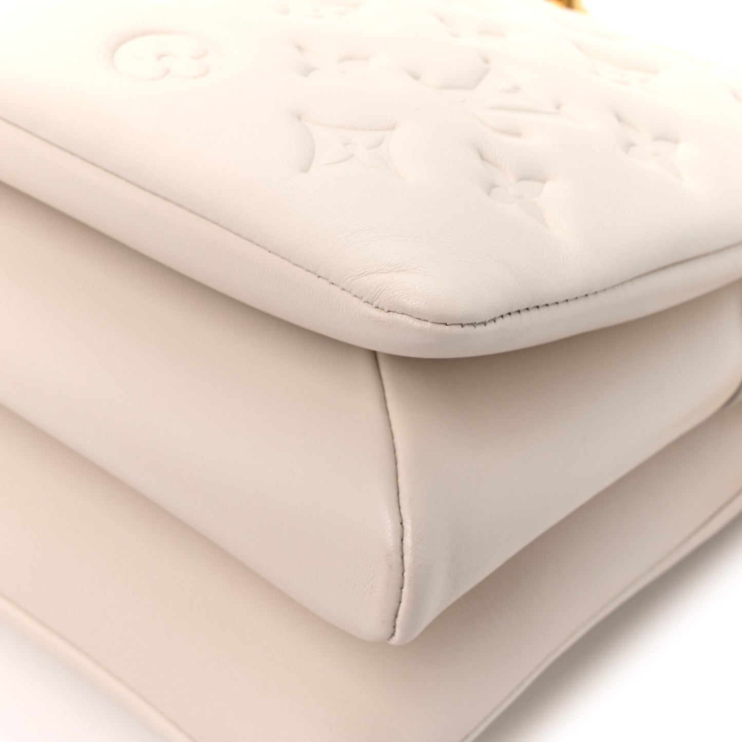 Lambskin Embossed Monogram Coussin PM Beige Cream