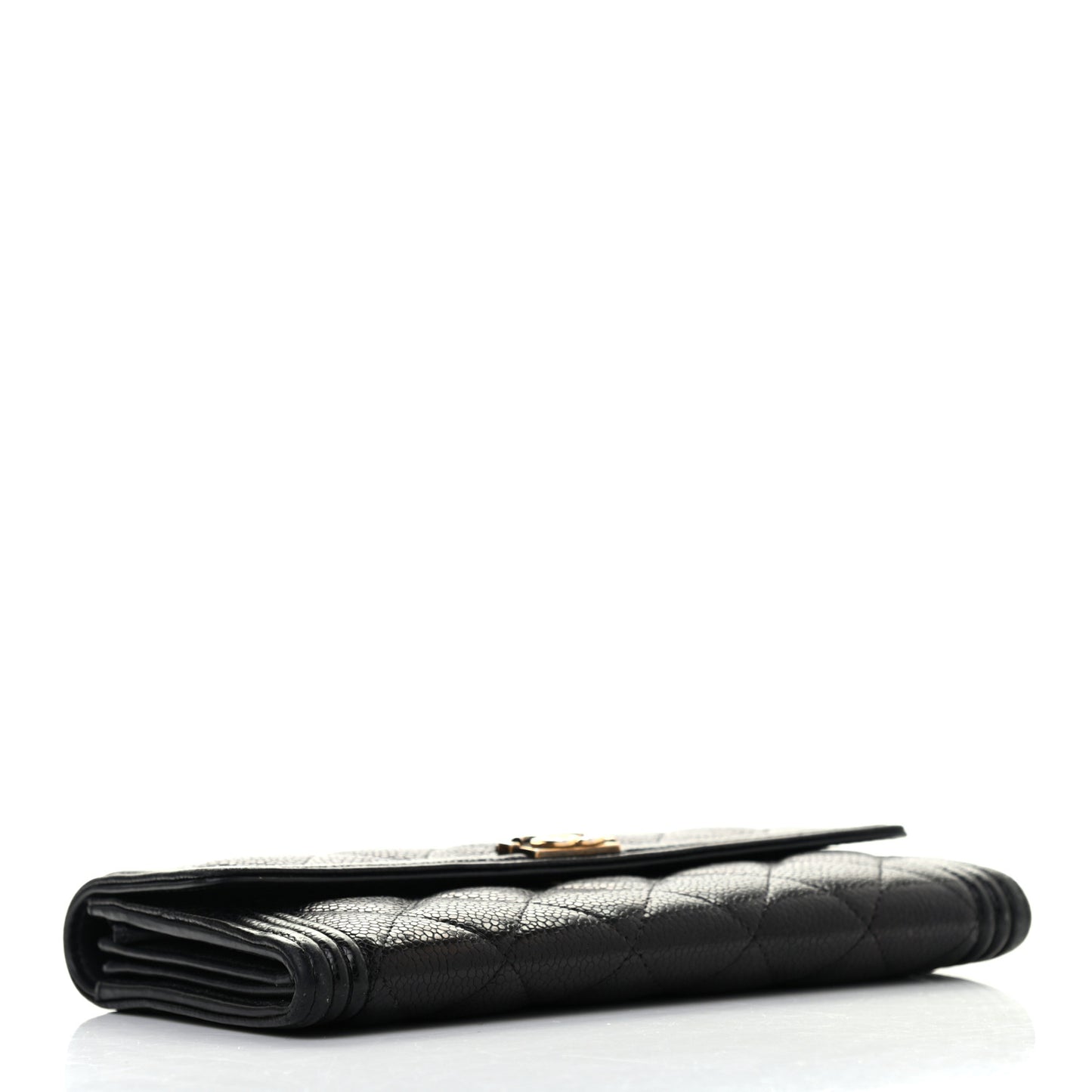 Caviar Quilted Long Boy Flap Wallet Black