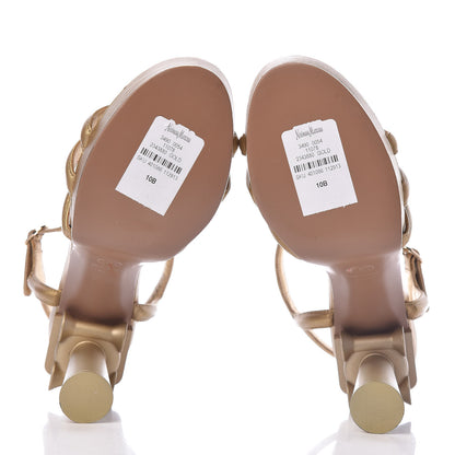 Chanel Laminated Lambskin Parthenon Platform Sandals 40.5 Gold 5 of 15