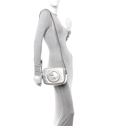 Gucci Metallic Sakai Be Green Calfskin Diagonal Stitched Small Blondie Shoulder Bag Silver 2 of 11