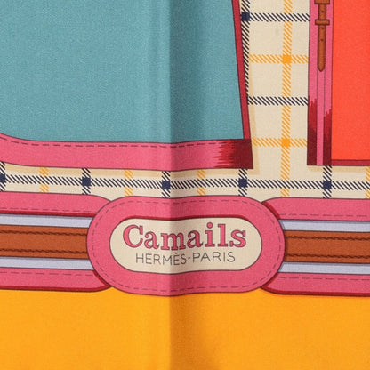 Hermes Silk Camails Scarf 90 Soleil Corail Vert De Gris 4 of 9