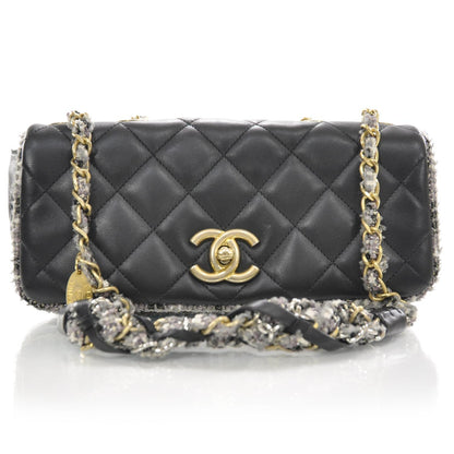 Chanel Lambskin Quited Tweedy Flap 11P Black 1 of 10
