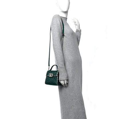 Valentino Garavani Crystal Embroidered Mini Vsling Top Handle Bag Emerald Jungle 2 of 11