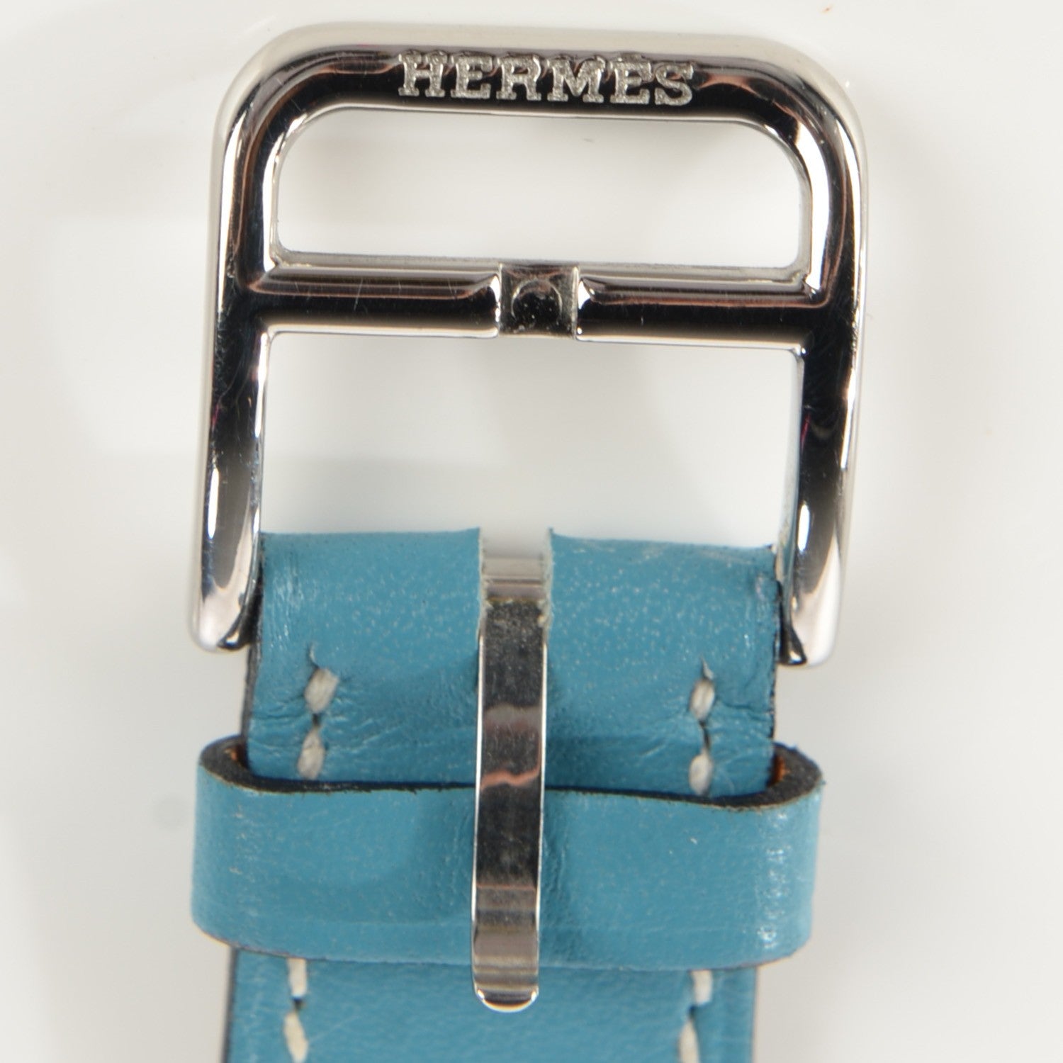 Hermes Stainless Steel Swift 21mm Heure H Hour Quartz Watch Blue Jean 7 of 8