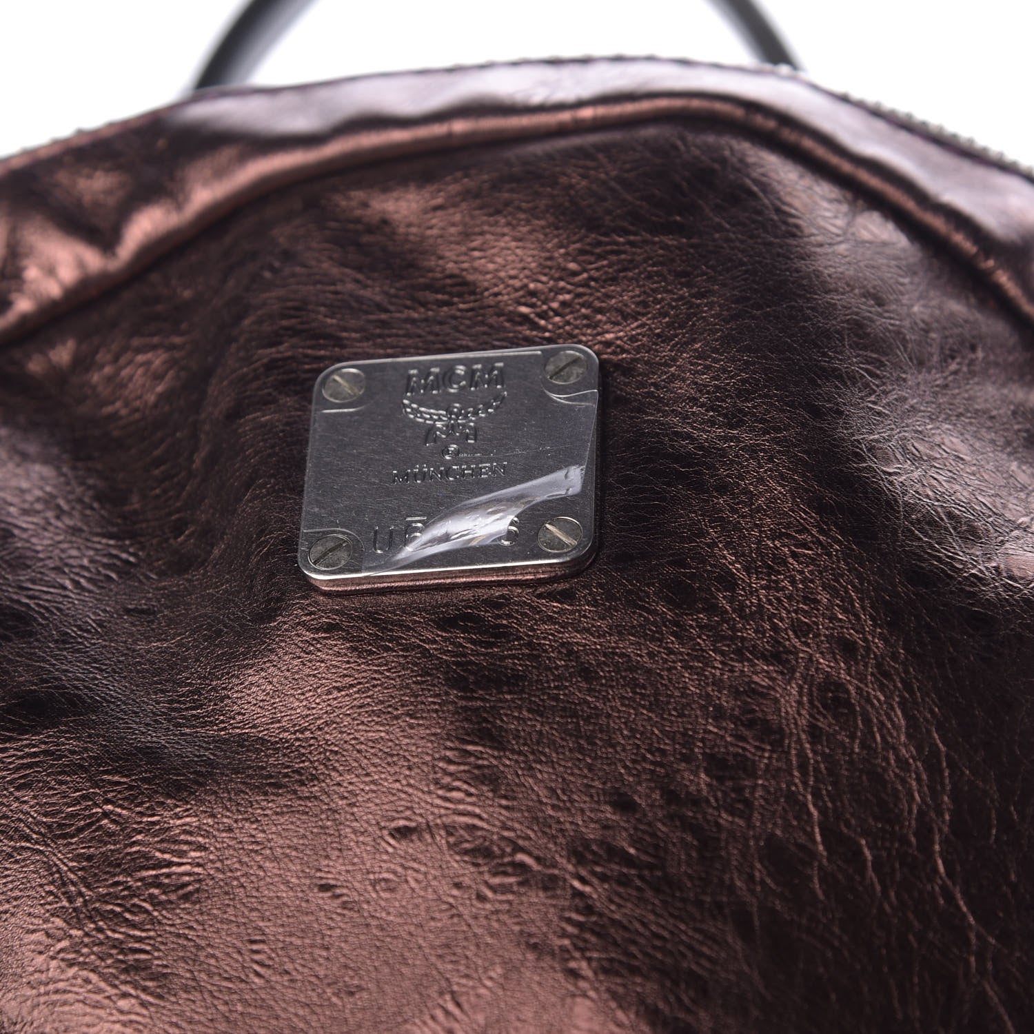 MCM Calfskin Tumbler Colorblock Backpack Bronze Copper Black 12 of 12