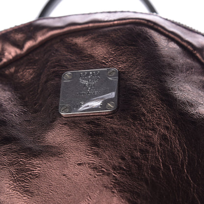 MCM Calfskin Tumbler Colorblock Backpack Bronze Copper Black 12 of 12