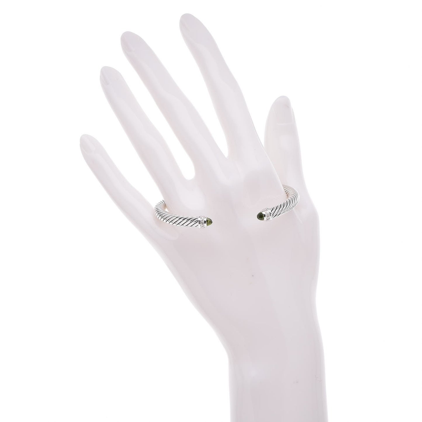 Sterling Silver Diamond Peridot 5mm Cable Classics Bracelet